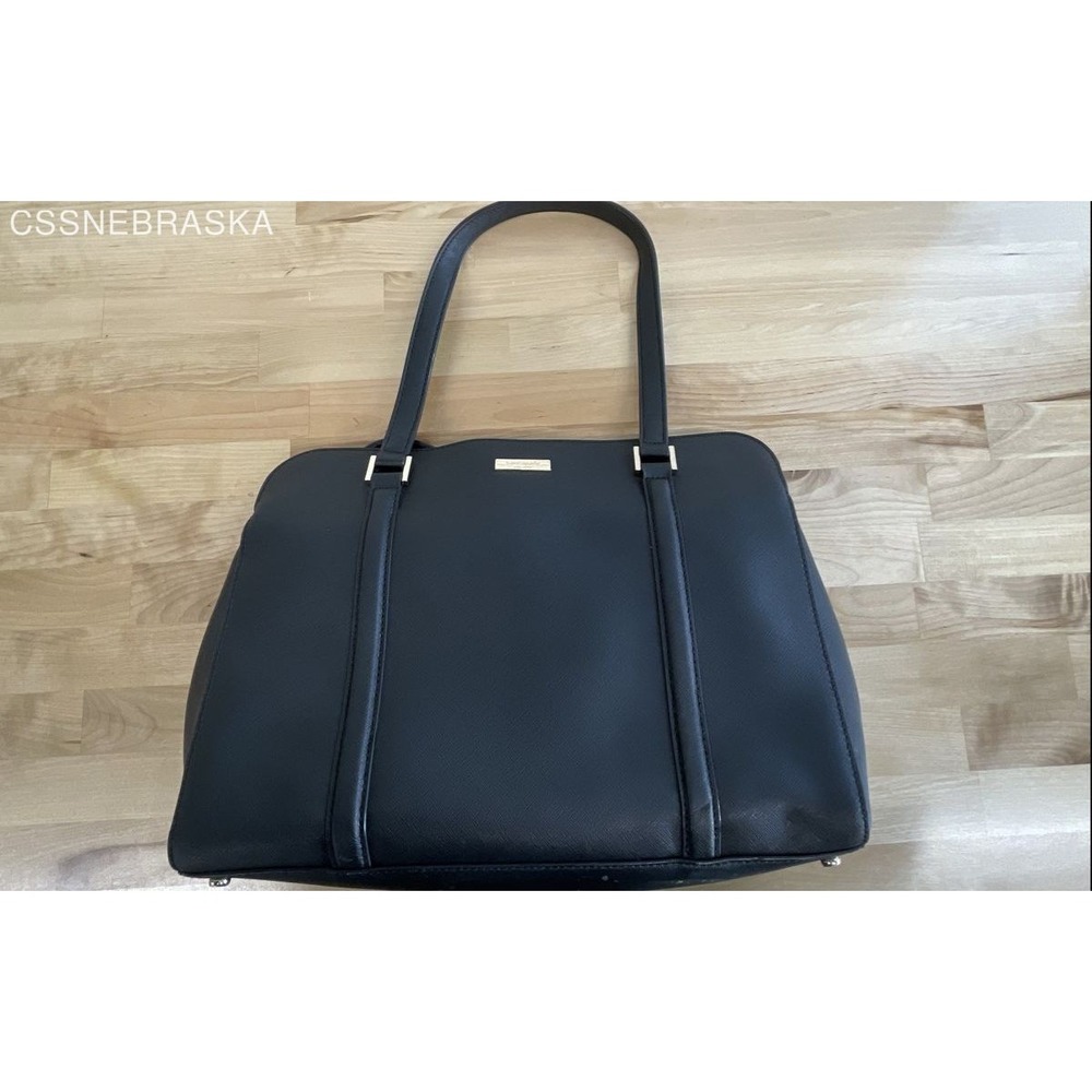 Kate Spade New York Black Crossgrain Leather Double Handles Satchel Shoulder Bag